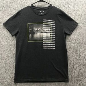 Brooklyn New York Graphic Men's Short Sleeve T Shirt Charcoal Size M